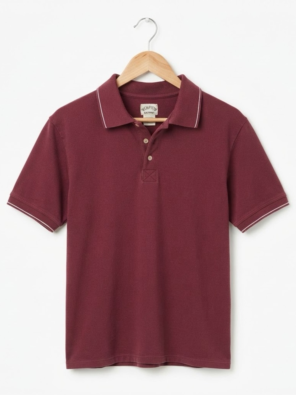 Hemptown Men’s Polo SMALL Burgundy Hemp Cotton